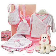 Baby Girl Side Tie Gift Set with Teddy