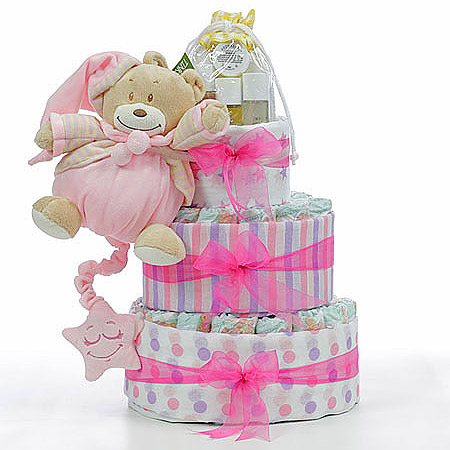 Large Pink Nappy Cake