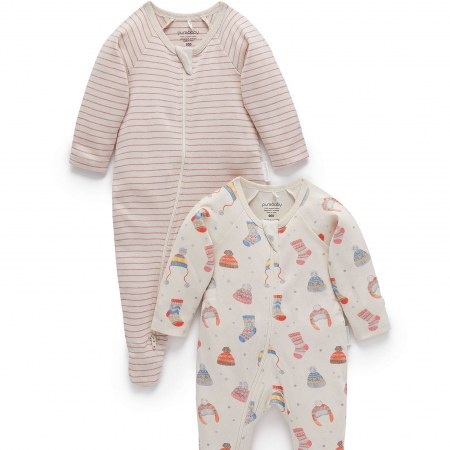 Purebaby 2 Pack Digital Zip Growsuit