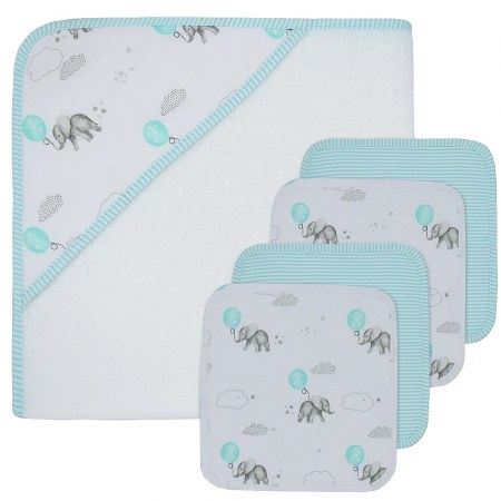 Elephant Aqua Stripe Bath Gift Set