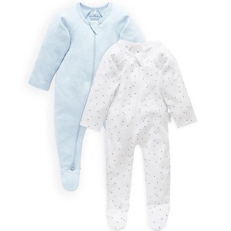 Purebaby 2 Pack Spotted Growsuits