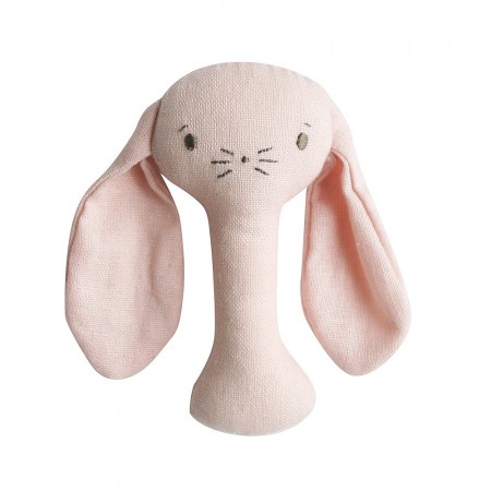 Bobby Bunny Stick Rattle Pink Linen