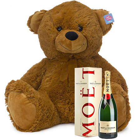 Large Brown Bear with Moet