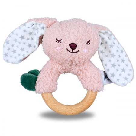 Snuggle Buddy Berry Bunny Wooden Ring Rattle