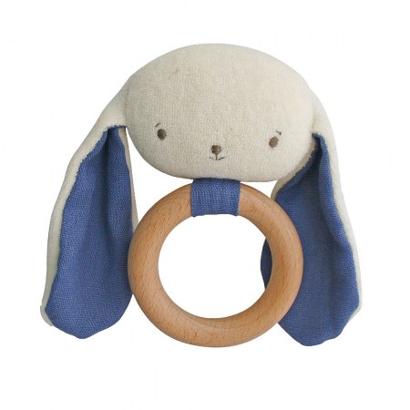 Alimrose Bunny Teether Rattle Chambray