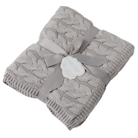 Aurora Cable Knit Baby Blanket - Silver