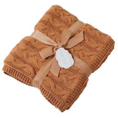 Aurora Cable Knit Baby Blanket - Biscuit