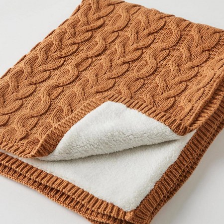 Aurora Cable Knit Baby Blanket - Biscuit