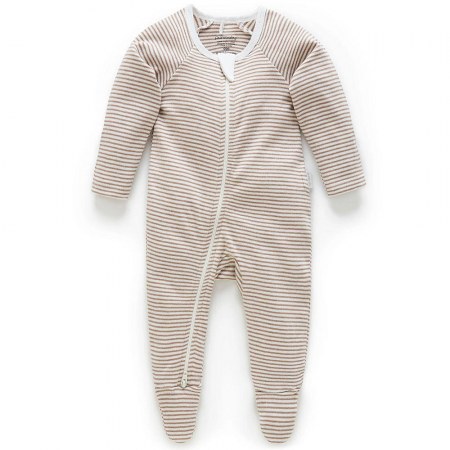 Purebaby Chestnut Melange Stipe Growsuit
