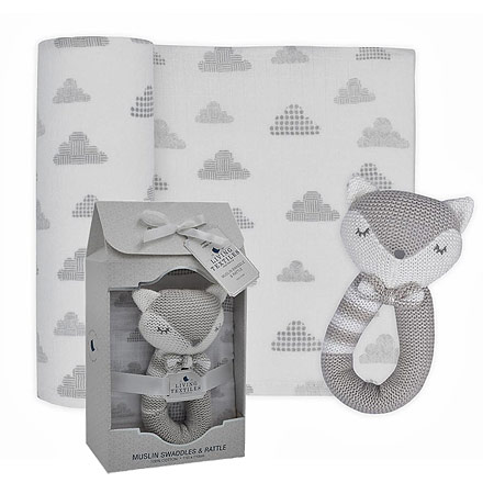Charlie the Fox Rattle & Muslin Gift Set