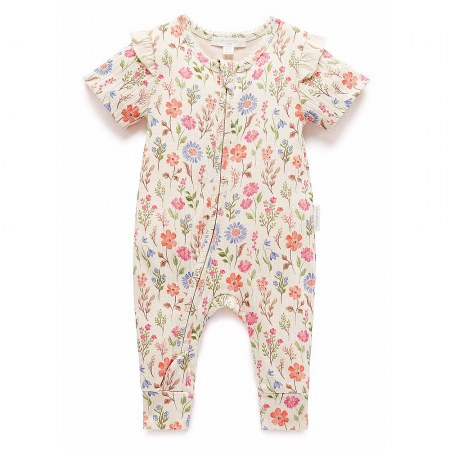 Purebaby Geranium Rib Zip Growsuit