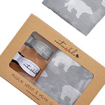 Grey Polar Bear Muslin Wrap & Pram Clips