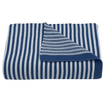 Living Textiles Cotton Knit Striped Blanket in Navy