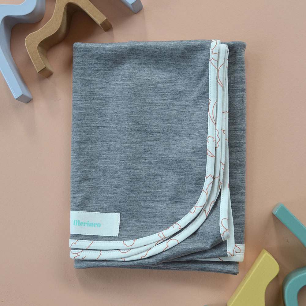 Merino Wool Baby Blanket - Grey Marle