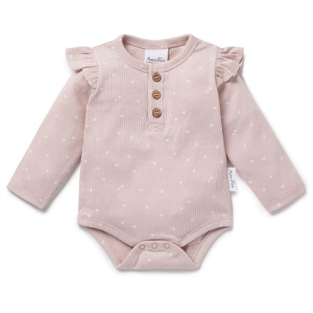 Aster & Oak Heart Rib Flutter Onesie