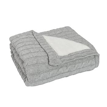Knit Sherpa Blanket in Grey