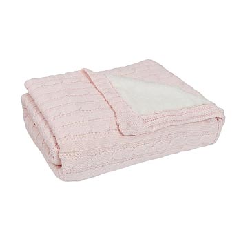 Knit Sherpa Blanket in Pink