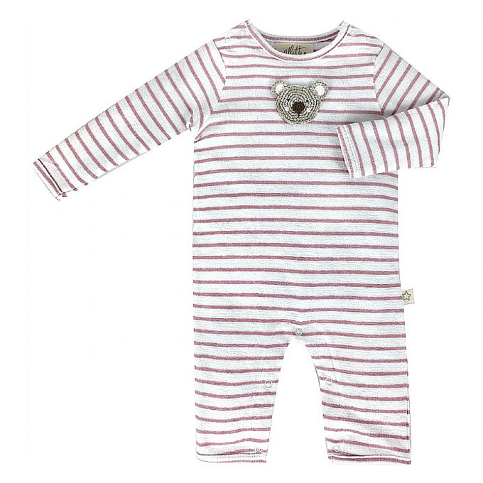 Albetta Crochet Bear Growsuit in Pink Stripes My Baby Gifts