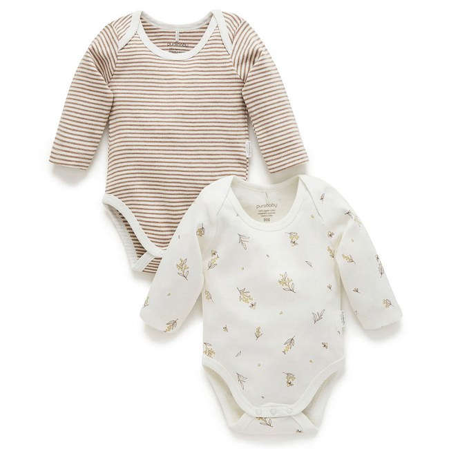 Purebaby Easy Neck Long Sleeve Bodysuits
