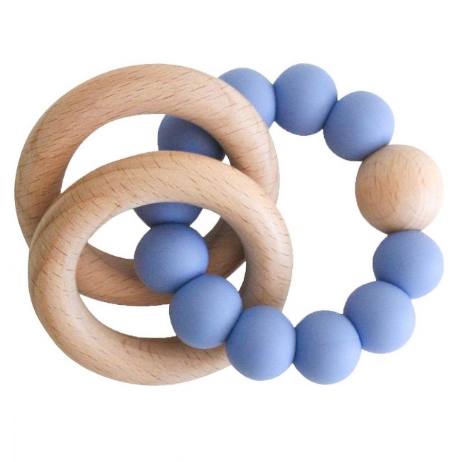 Beechwood Teether Ring Set - Blue