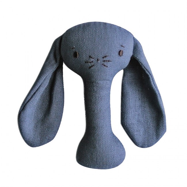 Bobby Bunny Stick Rattle Blue Linen