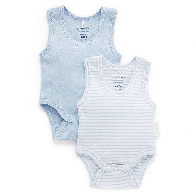 Purebaby Rib Bodysuit 2 Pack