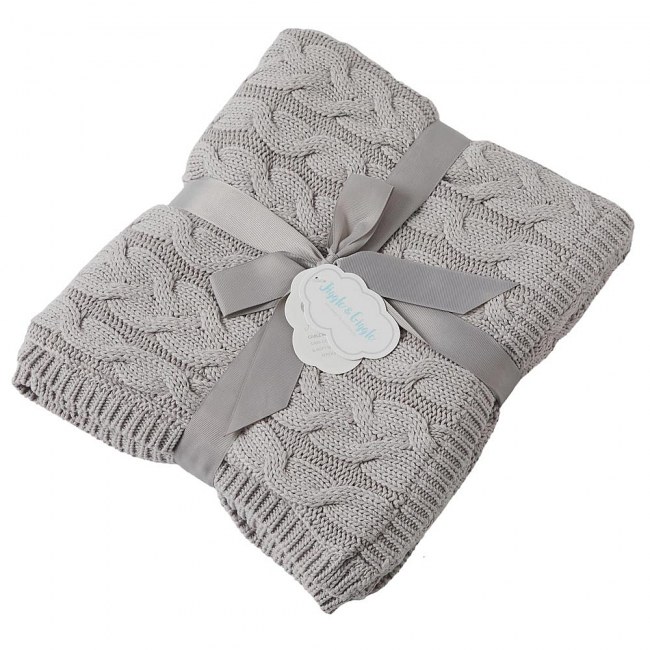 Aurora Cable Knit Baby Blanket - Silver