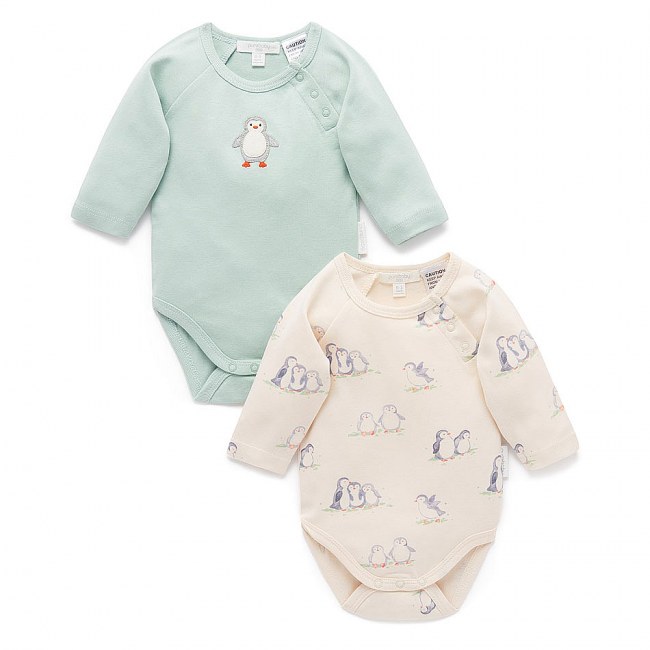 Purebaby Cloud Penguin Print Bodysuits