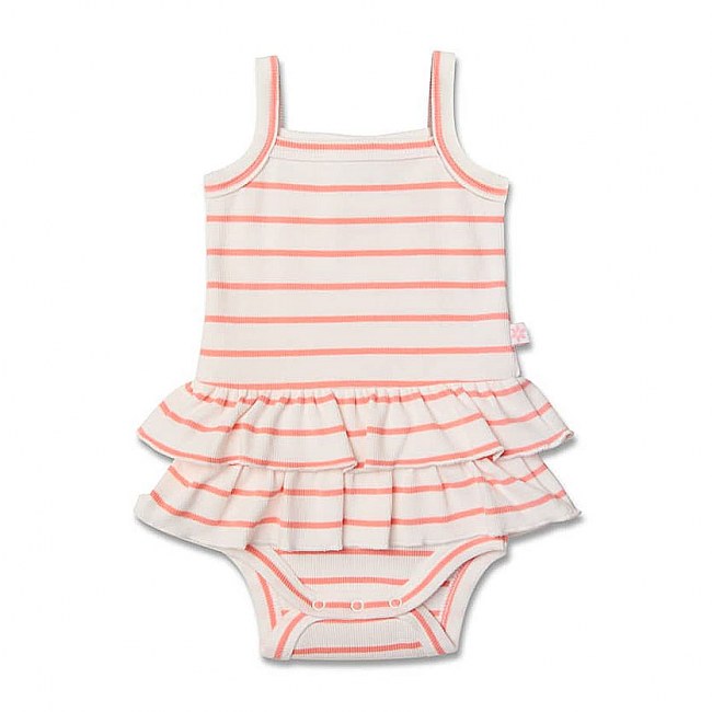 Marquise Coral Stripe Frilled Bodysuit My Baby Gifts