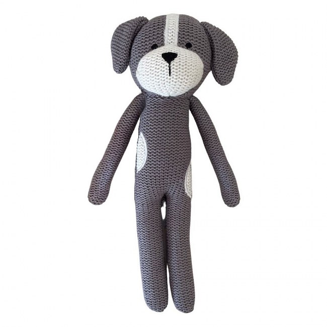 Knitted Dog Plush Toy with Rattle