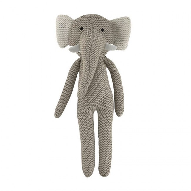 Knitted Elephant Plush Toy with Rattle
