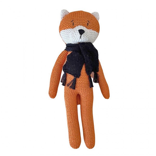 Knitted Fox Plush Toy with Rattle
