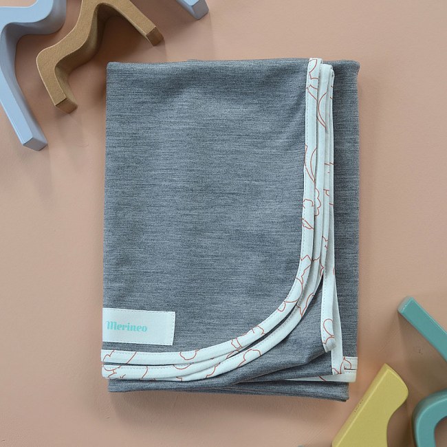 Merino Wool Baby Blanket - Grey Marle