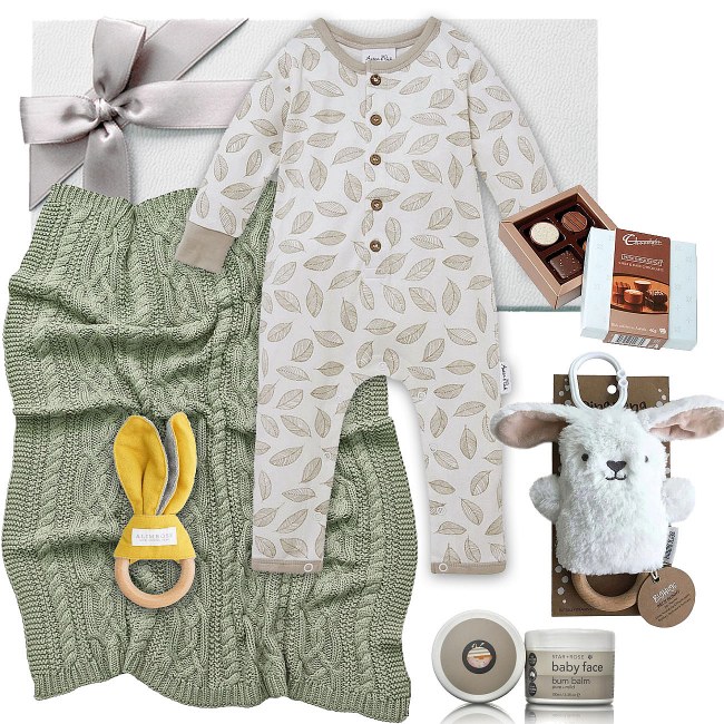 Aster & Oak Raccoon Baby Hamper for a Boy