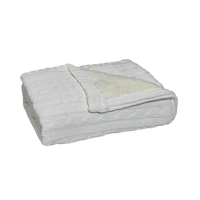 Knit Sherpa Blanket in White