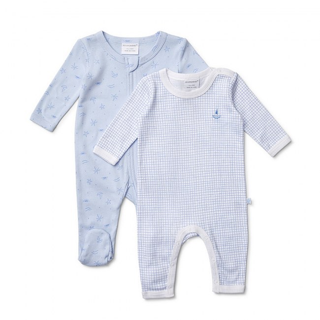 Marquise Boy Growsuit Sky Blue 2 Pack