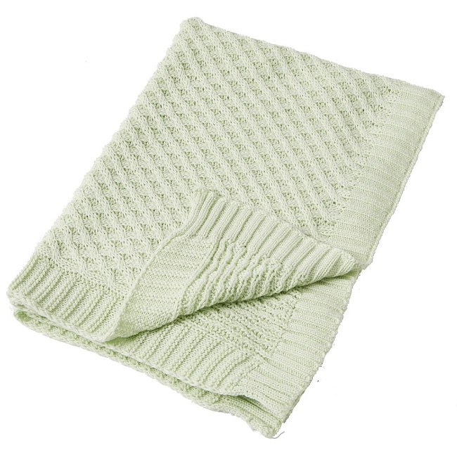 Mint Basket Weave Knit Blanket