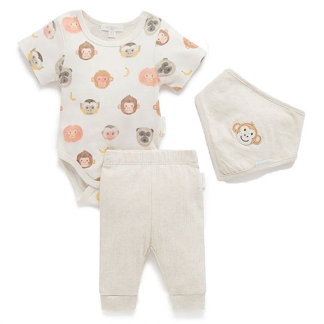 Purebaby Monkey 3 Piece Gift Set