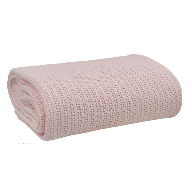 Cellular Organic Cotton Cot Blanket in Rose