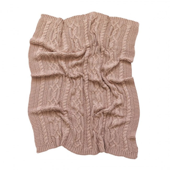 Reilly Pastel Pink Cable Knit Blanket