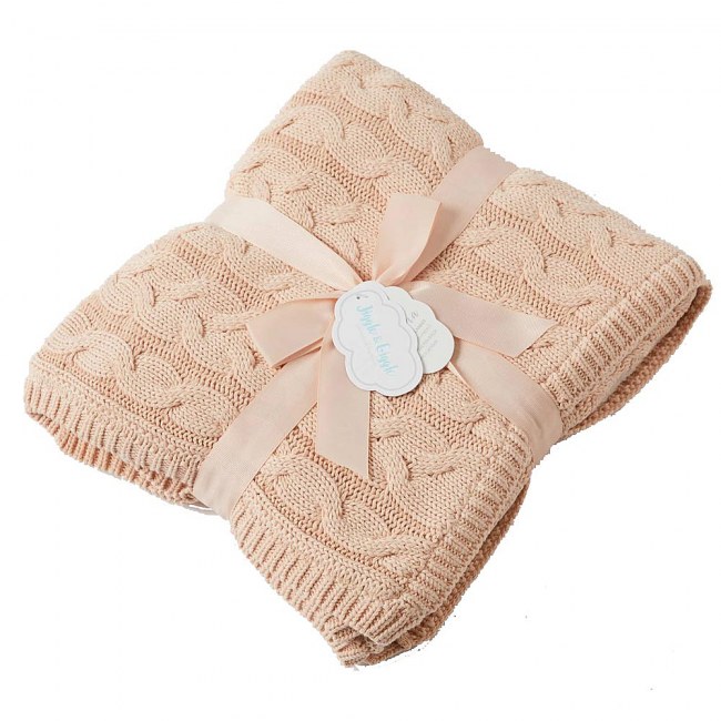 Aurora Cable Knit Baby Blanket - Pink Clay