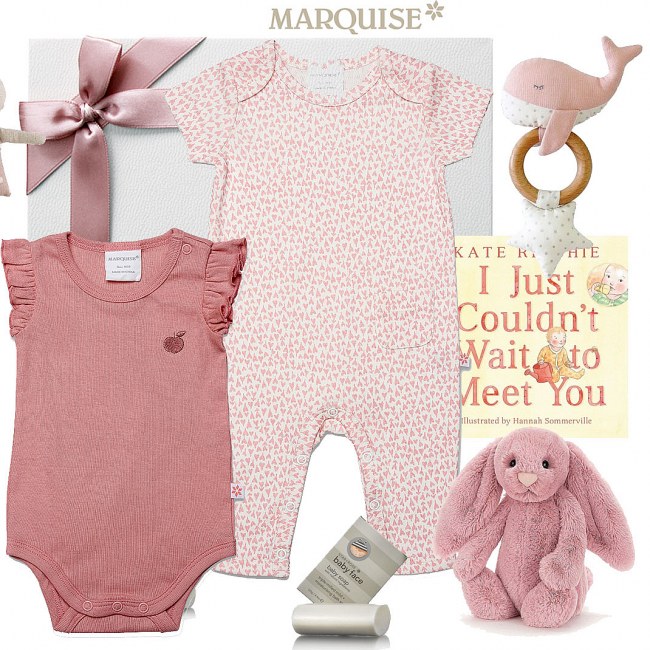 Marquise Pink Heart Baby Gift Hamper