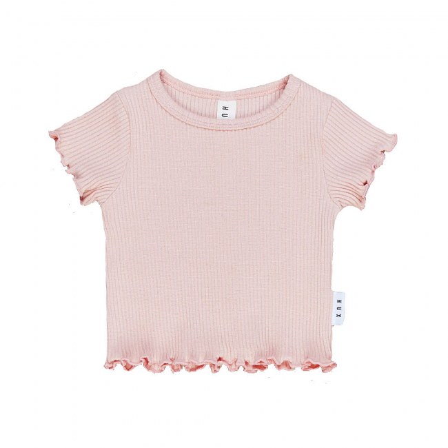 Huxbaby Rose Rib Tee with Lettuce Edge