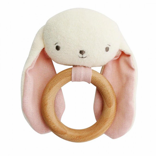 Alimrose Bunny Teether Rattle Pink