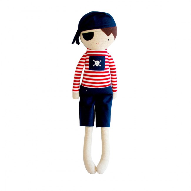 Pirate Boy Doll Rattle 30cm Navy Red