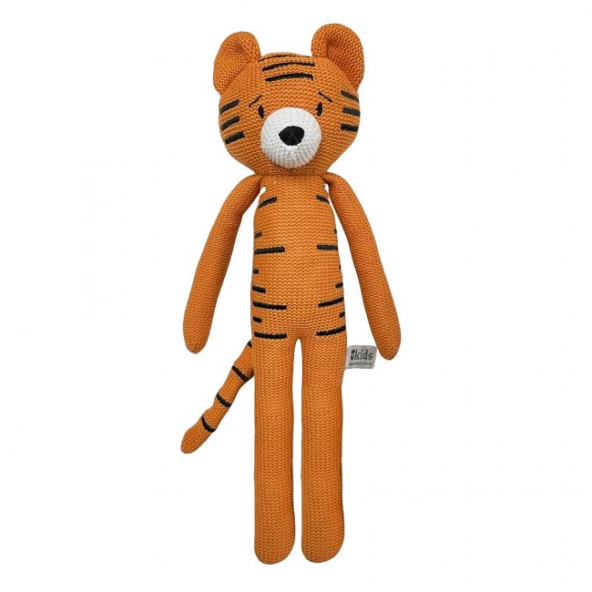Knitted Tiger Plush Toy with Rattle