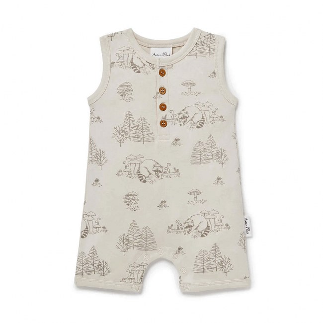 Aster & Oak Raccoon Henley Romper