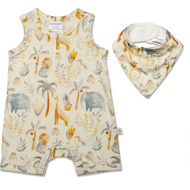 Marquise Safari Romper & Bib Set
