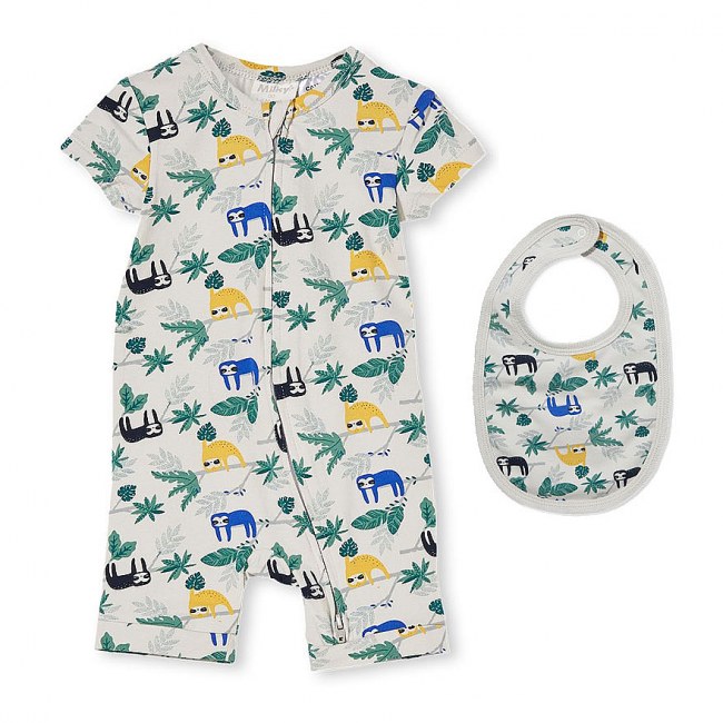 Milky Sloth Romper & Bib