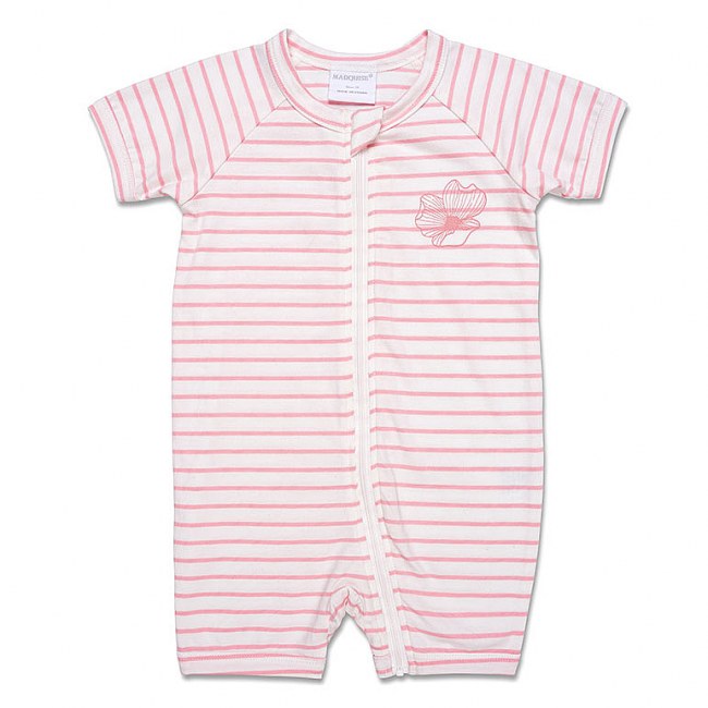 Marquise Pink Striped Floral Zip Romper